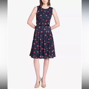 Tommy Hilfiger Navy Belted Flower Dress - Size 2